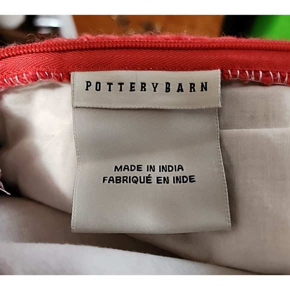 2 Pottery Barn Wool Pillow Cover 20×26 Southwest Stripe Blanket Stitch India 09 - Picture 3 of 6